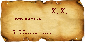 Khon Karina névjegykártya